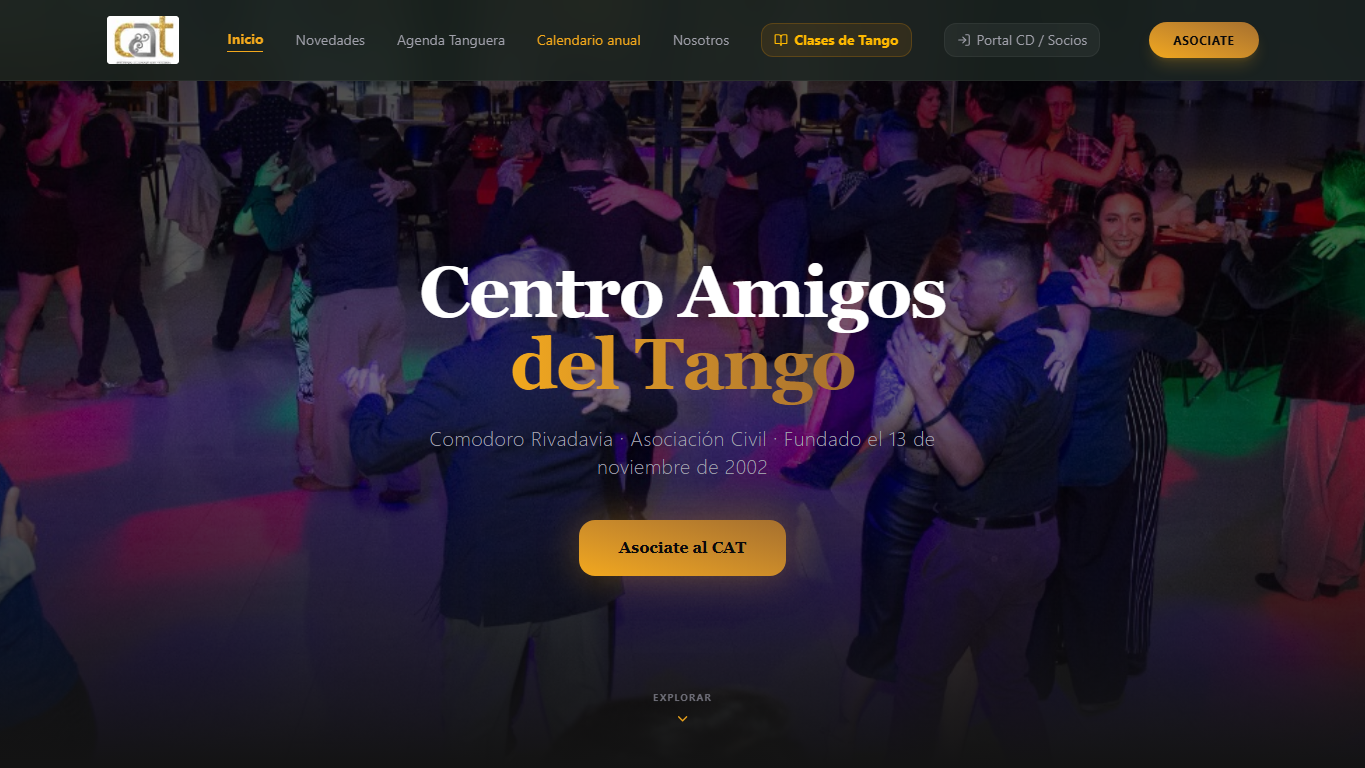 Inicio del sitio y portal público del Centro Amigos del Tango